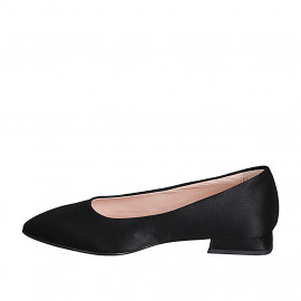 Zapato de salon a punta para mujer en satén negra tacon 2 - Tallas disponibles:  32, 33, 34, 35, 45 2