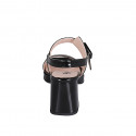 Woman's sandal with platform, elastic and buckle in black patent leather heel 7 - Available sizes:  35, 43, 44