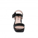 Sandale pour femmes avec plateforme, boucle et elastique en cuir verni noir talon 7 - Pointures disponibles:  35, 43, 44