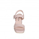 Sandalia para mujer con plataforma, hebilla y elastico en charol rosa tacon 7 - Tallas disponibles:  35, 42, 43, 44, 45