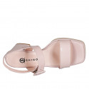 Sandalia para mujer con plataforma, hebilla y elastico en charol rosa tacon 7 - Tallas disponibles:  35, 42, 43, 44, 45