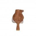 Chaussure ouverte à bout pointu pour femmes en daim cognac, taupe et gris avec courroie salomé talon 7 - Pointures disponibles:  35, 42