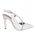 Slingback a punta para mujer con cinturon y estras en piel blanca tacon 9 - Tallas disponibles:  35