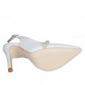 Slingback a punta para mujer con cinturon y estras en piel blanca tacon 9 - Tallas disponibles:  35