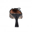 Mule pour femmes avec bout droit en cuir noir, daim tacheté et noeud talon 7 - Pointures disponibles:  42