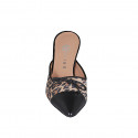 Mule pour femmes avec bout droit en cuir noir, daim tacheté et noeud talon 7 - Pointures disponibles:  42