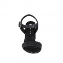 Sandale avec courroie pour femmes en cuir tressé noir talon 7 - Pointures disponibles:  32, 35, 42, 43