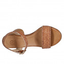 Sandalo da donna con cinturino in pelle intrecciata cuoio tacco 7 - Misure disponibili: 32, 43