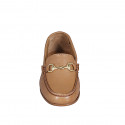 Mocassin avec accessoire d'or pour femmes en cuir cognac talon 2 - Pointures disponibles:  42, 43