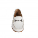 Woman's loafer with silver accessory in white leather heel 2 - Available sizes:  45