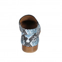 Mocasín para mujer en piel estampada azul, negra y blanca tacón 2 - Tallas disponibles:  33, 34, 35, 42, 43, 44