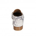 Women's moccasin in white and grey printed leather heel 2 - Available sizes:  33, 35
