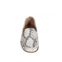 Mocasín para mujer en piel estampada blanca y gris tacón 2 - Tallas disponibles:  33, 35