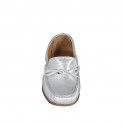 Mocassin pour femmes en cuir lamé argent avec noeud talon 2 - Pointures disponibles:  33, 34, 35, 42, 43, 44, 45