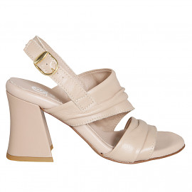 Woman's sandal in nude leather heel 7 - Available sizes:  43, 45