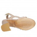 Sandalia en piel nude para mujer tacon 7 - Tallas disponibles:  43, 45