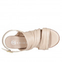 Sandalia en piel nude para mujer tacon 7 - Tallas disponibles:  43, 45