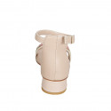 Woman's open shoe with ankle strap and chain in nude leather heel 3 - Available sizes:  32