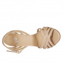 Sandale avec courroie à la cheville et bandes pour femmes en cuir nue talon 10 - Pointures disponibles:  35, 42, 43