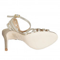 Sandalo da donna con cinturino alla caviglia in pelle laminata platino tacco 10 - Misure disponibili: 35, 43, 45, 46