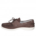 Men's boat shoe in dark brown nubuck - Available sizes:  46, 47, 49, 50, 51, 52, 53
