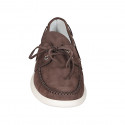 Men's boat shoe in dark brown nubuck - Available sizes:  46, 47, 49, 50, 51, 52, 53