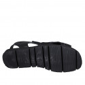 Sandalia para hombres con velcro en piel y tejido negro - Tallas disponibles:  46, 47, 48, 50, 51, 52