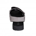 Men's sandal with velcro strap in beige nubuck and grey fabric - Available sizes:  46, 47, 48, 49, 50, 51, 52