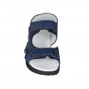 Sandalo da uomo con velcro in pelle e tessuto blu - Misure disponibili: 46, 47, 48, 49, 51, 52, 53