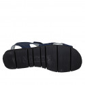 Sandale pour hommes avec fermeture velcro en cuir et tissu bleu - Pointures disponibles:  46, 47, 48, 49, 51, 52, 53