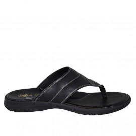 Sandalia de dedo para hombres en piel negra - Tallas disponibles:  46, 47, 48, 49