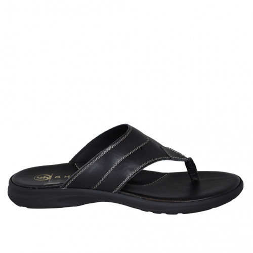 Sandalia de dedo para hombres en piel negra - Tallas disponibles:  46, 47, 48, 49