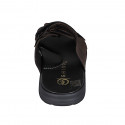 Men's sandal with velcro strap in dark brown leather - Available sizes:  46, 48, 49