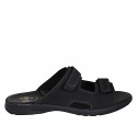 Sandalia para hombres en piel negra con velcro - Tallas disponibles:  46, 47, 48