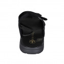 Sandale pour hommes en cuir noir avec fermeture velcro - Pointures disponibles:  46, 47, 48