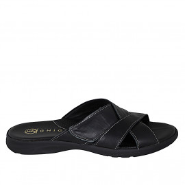 Sandalia para hombres en piel negra con velcro - Tallas disponibles:  48, 49