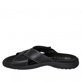 Sandalia para hombres en piel negra con velcro - Tallas disponibles:  48, 49 2