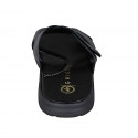 Sandale pour hommes en cuir noir avec fermeture velcro - Pointures disponibles:  48, 49