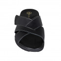 Men's sandal in black leather with velcro strap - Available sizes:  48, 49