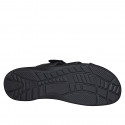 Sandale pour hommes en cuir noir avec fermeture velcro - Pointures disponibles:  48, 49