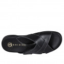 Sandale pour hommes en cuir noir avec fermeture velcro - Pointures disponibles:  48, 49