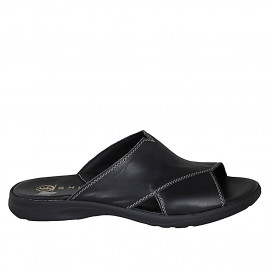 Sandalia con empeine alto para hombres en piel negra - Tallas disponibles:  47, 50