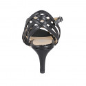 Woman's sandal with ankle strap and strips in black leather heel 5 - Available sizes:  35, 42, 45