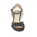 Sandalo da donna con cinturino e listini incrociati in pelle nera tacco 5 - Misure disponibili: 35, 42, 45