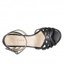 Sandalo da donna con cinturino e listini incrociati in pelle nera tacco 5 - Misure disponibili: 35, 42, 45