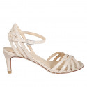 Woman's sandal with ankle strap and strips in nude leather heel 5 - Available sizes:  42, 46