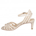 Sandalia con cinturon al tobillo y tiras para mujer en piel nude tacon 5 - Tallas disponibles:  42, 46