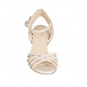 Sandalo da donna con cinturino e listini incrociati in pelle nude tacco 5 - Misure disponibili: 42, 46