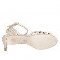 Woman's sandal with ankle strap and strips in nude leather heel 5 - Available sizes:  42, 46