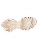 Sandalia con cinturon al tobillo y tiras para mujer en piel nude tacon 5 - Tallas disponibles:  42, 46